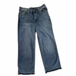 D. Jeans high-waisted, wide-leg crop jeans Sz 6